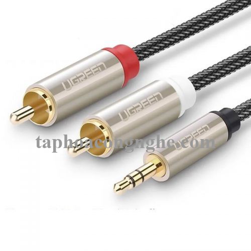 Ugreen 20820 0.5M màu Đen Cáp âm thanh 2 đầu Bông sen sang 3.5mm Dương đầu bọc nhôm mạ vàng AV135 30020820